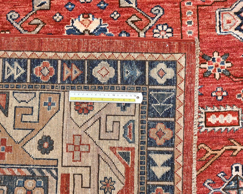Alfombra afgana Aryana roja de lana teñida con vegetales, anudada a mano, de 9 x 12 pulgadas
