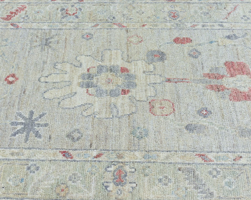 12 Ft Olive Green Oushak Turkish Hand Knotted Traditional Soft Wool Runner Rug