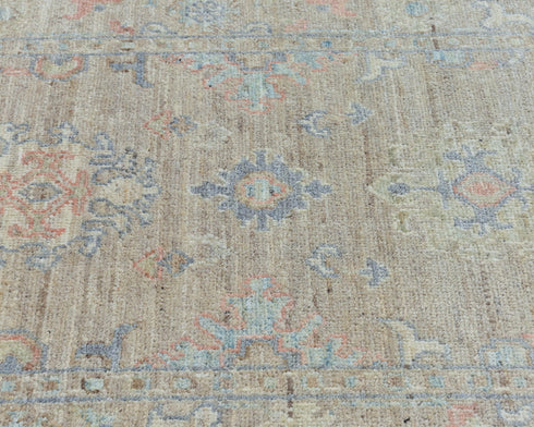 12 Ft Soft Brown Oushak Turkish Handmade Traditional Soft Wool Runner Rug