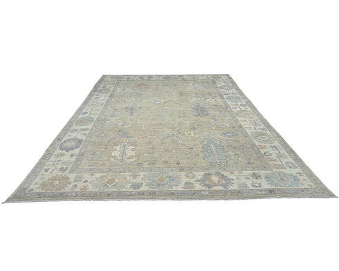 10x14 Gray Oushak Turkish Hand Knotted Soft Wool Area Rug