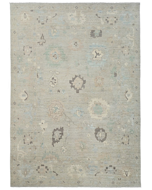 10x14 Gray Oushak Turkish Hand Knotted Soft Wool Area Rug