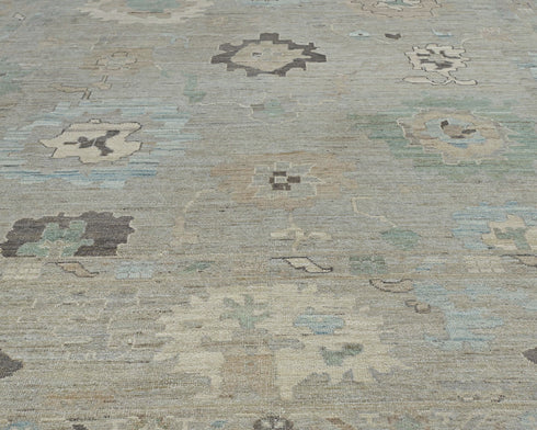 10x14 Gray Oushak Turkish Hand Knotted Soft Wool Area Rug