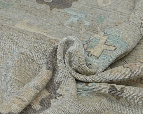 10x14 Gray Oushak Turkish Hand Knotted Soft Wool Area Rug