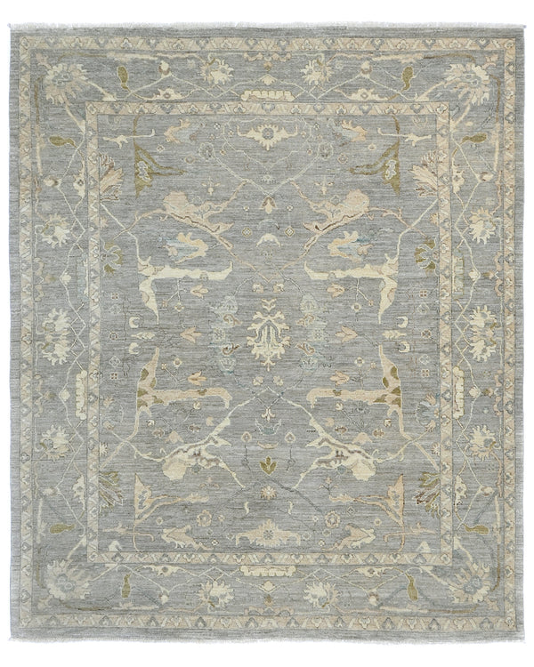 Gray 8x10 Oushak Turkish Hand Knotted Traditional Soft Wool Area Rug