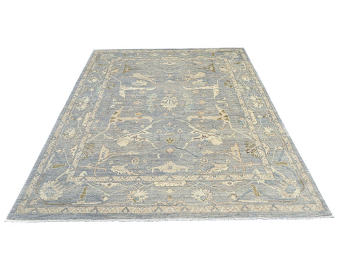 Gray 8x10 Oushak Turkish Hand Knotted Traditional Soft Wool Area Rug