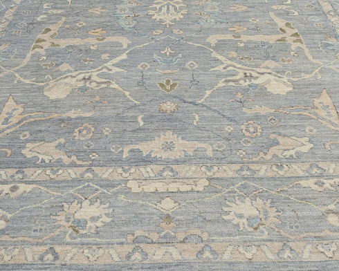 Gray 8x10 Oushak Turkish Hand Knotted Traditional Soft Wool Area Rug