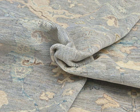 Gray 8x10 Oushak Turkish Hand Knotted Traditional Soft Wool Area Rug