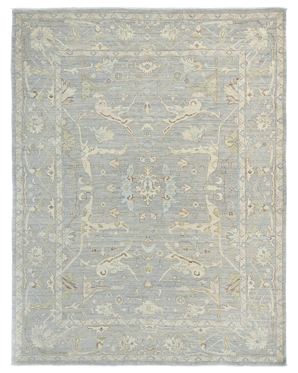 9x12 Feet Gray Turkish Oushak Hand Knotted Traditional Veg Dye Wool Area Rug