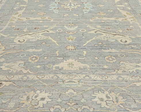 9x12 Feet Gray Turkish Oushak Hand Knotted Traditional Veg Dye Wool Area Rug