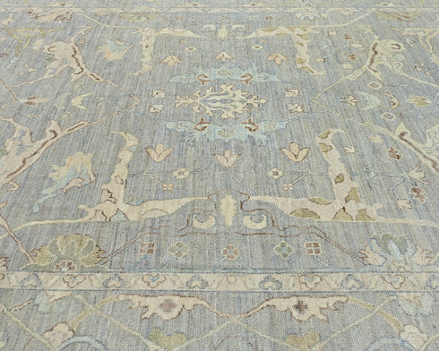 9x12 Feet Gray Turkish Oushak Hand Knotted Traditional Veg Dye Wool Area Rug
