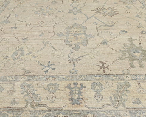 Light Brown 9x12 Ft Oushak Turkish Hand Knotted Traditional Soft Wool Area Rug