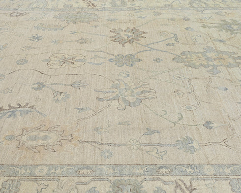 Light Brown 9x12 Ft Oushak Turkish Hand Knotted Traditional Soft Wool Area Rug