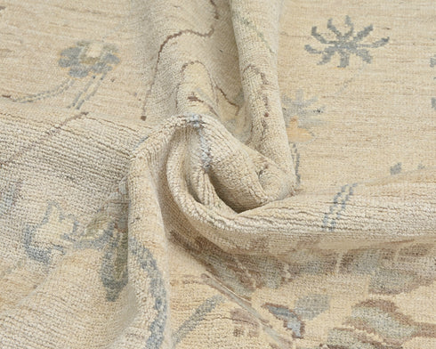 Light Brown 9x12 Ft Oushak Turkish Hand Knotted Traditional Soft Wool Area Rug