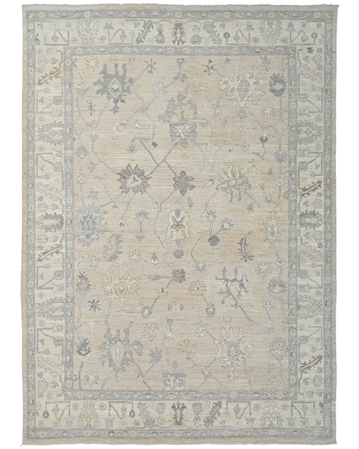 10x14 Brown Oushak Turkish Hand Knotted Soft Wool Area Rug