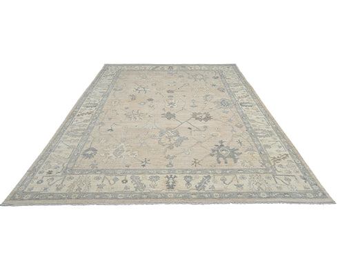 10x14 Brown Oushak Turkish Hand Knotted Soft Wool Area Rug