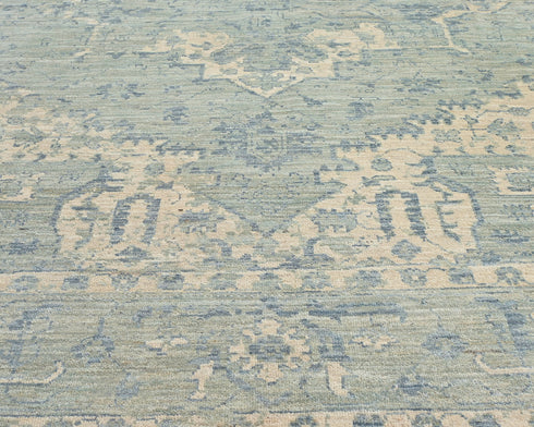 9x12 Beige Oushak Turkish Handmade Muted Traditional Veg Dye Wool Rug