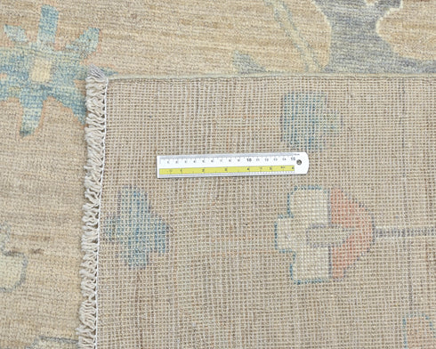 Pastel Brown Oushak Turkish Hand Knotted Oriental 9x12 Feet Wool Area Rug