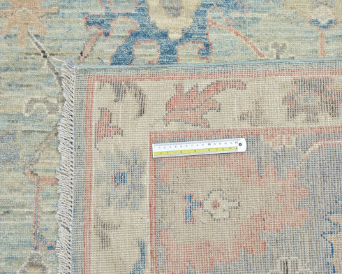 Blue Gray 9x12 Muted Oushak Turkish Hand Knotted Oriental Veg Dye Wool Area Rug
