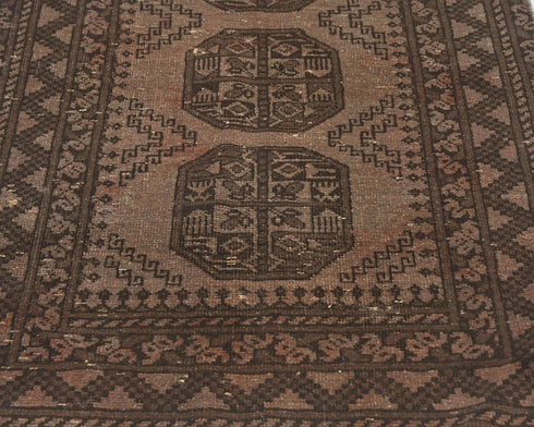 3x6 Vintage Brown Persian Style Hand Knotted Low Pile Wool Area Rug