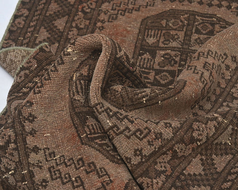 3x6 Vintage Brown Persian Style Hand Knotted Low Pile Wool Area Rug