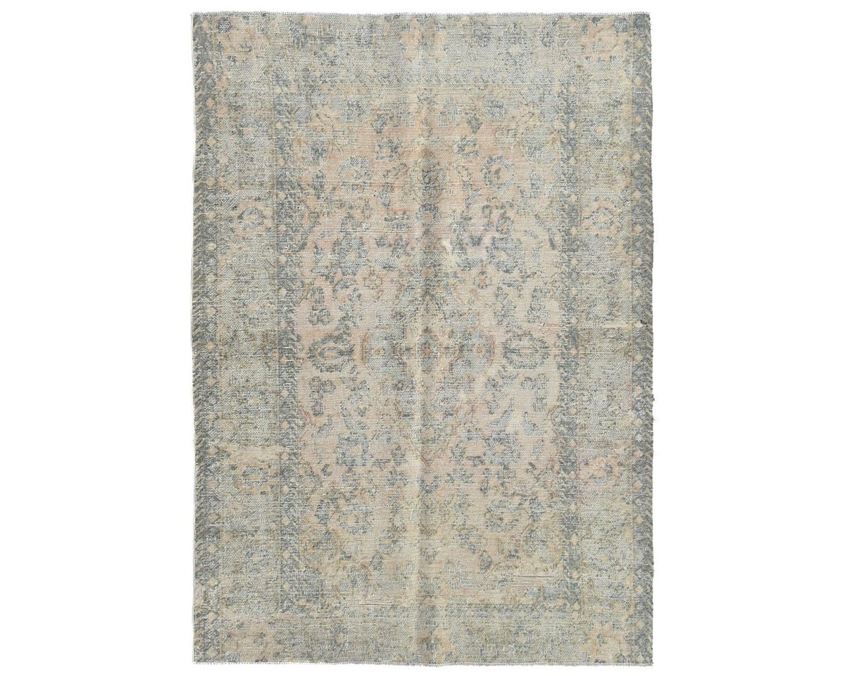 4x6 Vintage Brown Persian Style Distressed Hand Knotted Wool Area Rug
