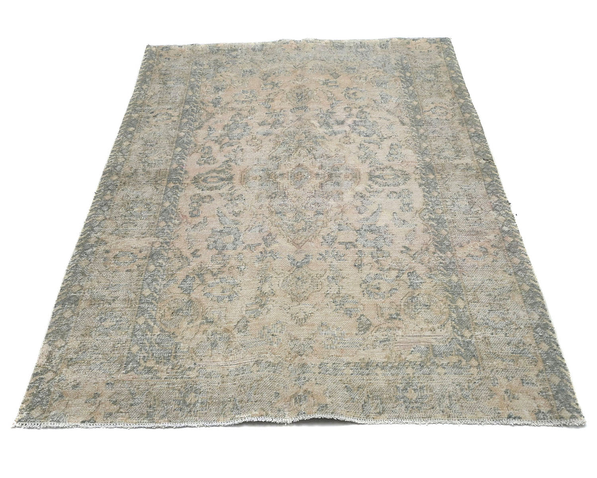 4x6 Vintage Brown Persian Style Distressed Hand Knotted Wool Area Rug
