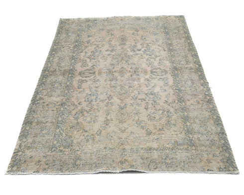 4x6 Vintage Brown Persian Style Distressed Hand Knotted Wool Area Rug