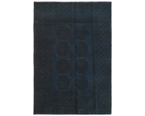 6x8 Vintage Blue Over Dyed Persian Style Hand Knotted Low Pile Wool Area Rug