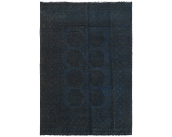 6x8 Vintage Blue Over Dyed Persian Style Hand Knotted Low Pile Wool Area Rug