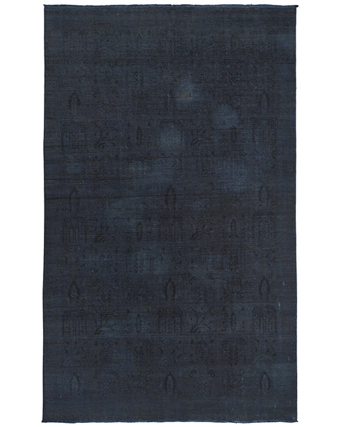 6'1x9'10 Chobi Gray Over Dye Afghan Hand Knotted Distressed No Pile Wool Area Rug