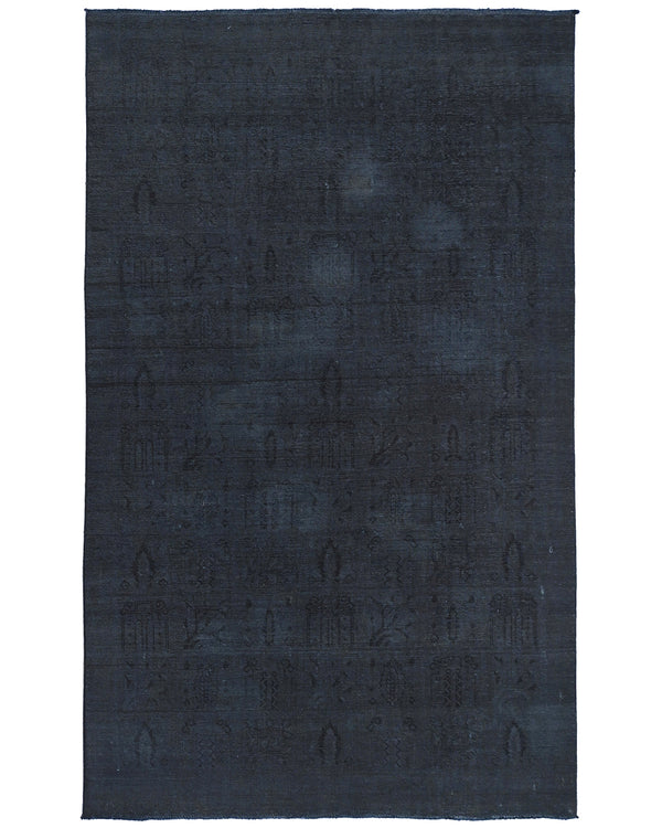 6'1x9'10 Chobi Gray Over Dye Afghan Hand Knotted Distressed No Pile Wool Area Rug