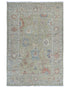 4x6 Ft Olive Green Oushak Turkish Floral Traditional Veg Dye Wool Area Rug