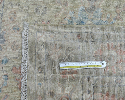 4x6 Ft Olive Green Oushak Turkish Floral Traditional Veg Dye Wool Area Rug