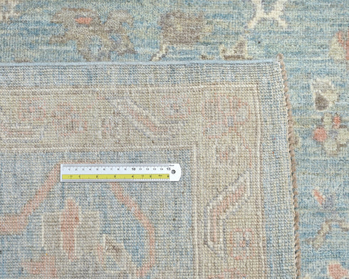 Muted Blue Oushak Turkish Hand Knotted Traditional 9x12 Wool Area Rug
