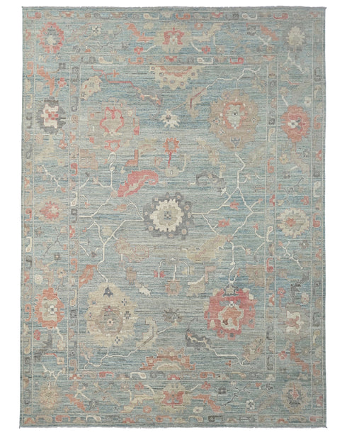 10x14 Greenish Gray Oushak Turkish Hand Knotted Soft Wool Area Rug