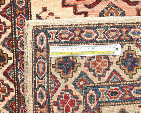 10 Feet Beige Kazak Afghan Hand Knotted Wool Runner Rug