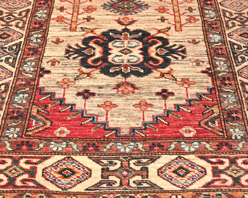 10 Feet Brown Kazak Afghan Hand Knotted Wool Runner Rug
