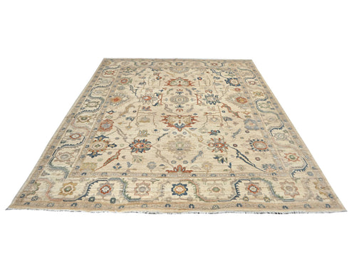 8x10 Zeigler Beige Afghan Hand Knotted Wool Area Rug
