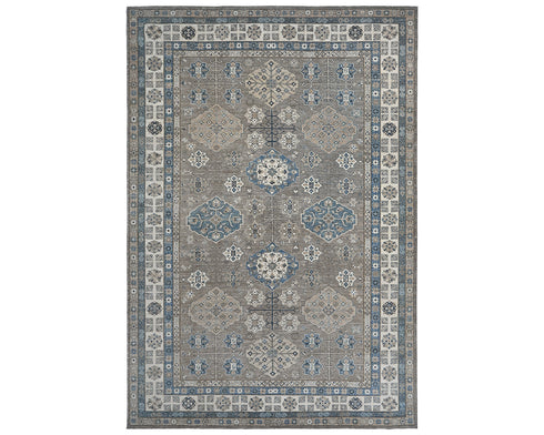 9x12 Ft Gray Blue Kazak Afghan Hand Knotted Geometric Wool Area Rug
