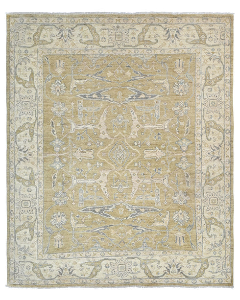 8x10 Ft Soft Brown Turkish Oushak Hand Knotted Oriental Soft Wool Area Rug