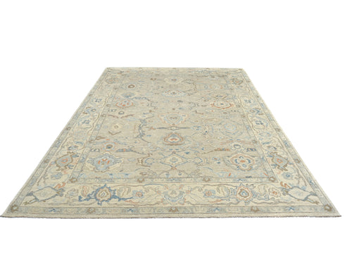 Silver Gray Turkish Oushak Hand Knotted Oriental 9x12 Soft Wool Area Rug