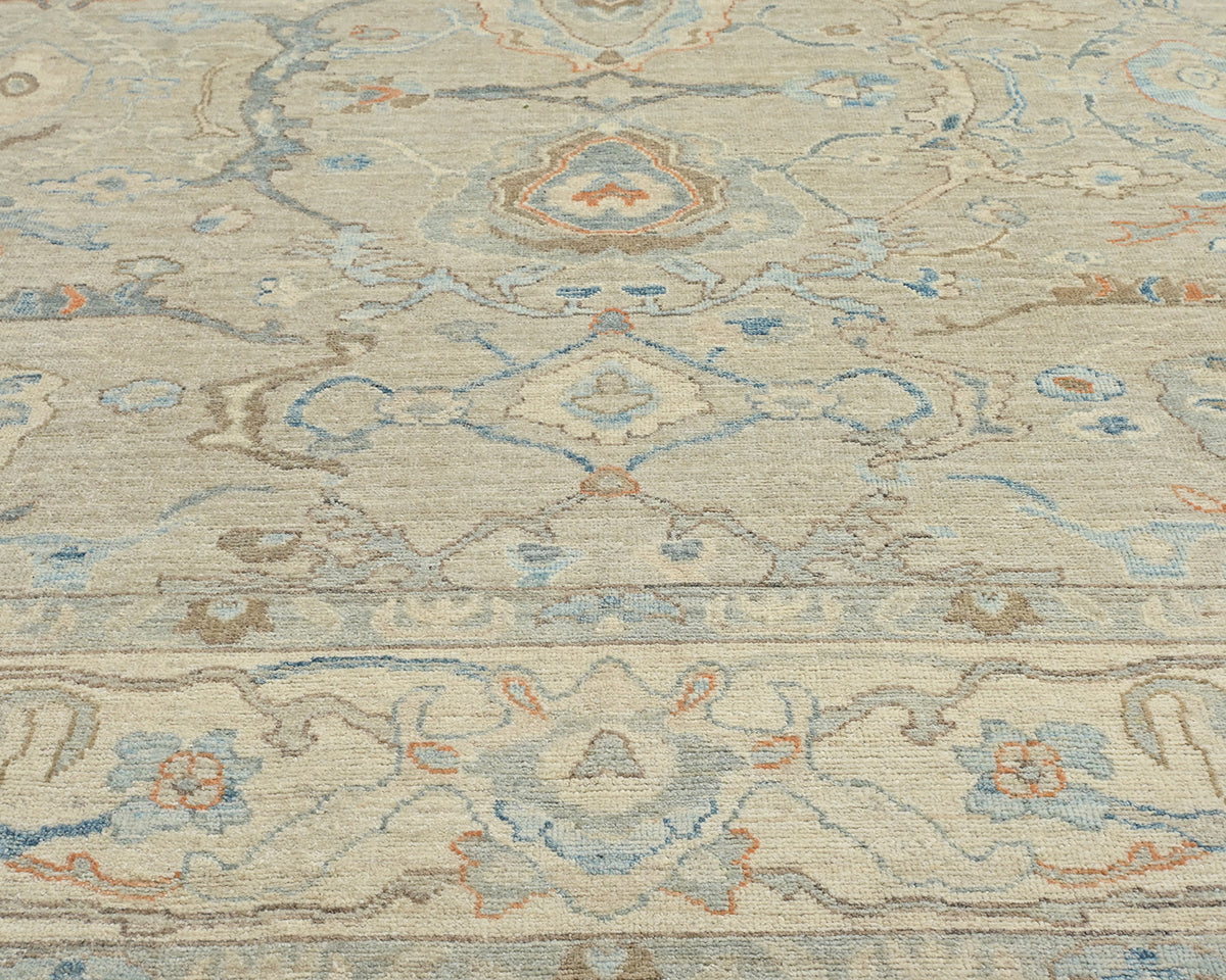 Silver Gray Turkish Oushak Hand Knotted Oriental 9x12 Soft Wool Area Rug