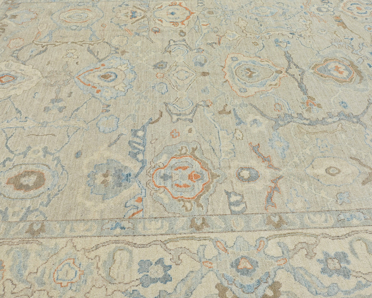 Silver Gray Turkish Oushak Hand Knotted Oriental 9x12 Soft Wool Area Rug
