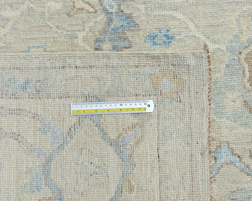 Muted Blue Oushak Turkish Hand Knotted Traditional 9x12 Feet Wool Area Rug