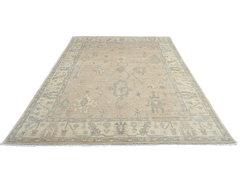 Pastel Brown 9x12 Oushak Turkish Hand Knotted Oriental Veg Dye Wool Rug