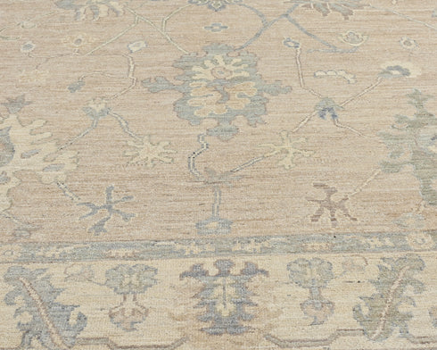 Pastel Brown 9x12 Oushak Turkish Hand Knotted Oriental Veg Dye Wool Rug