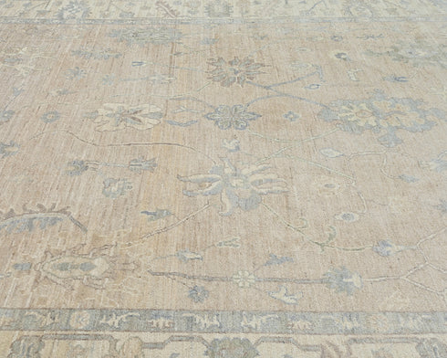 Pastel Brown 9x12 Oushak Turkish Hand Knotted Oriental Veg Dye Wool Rug