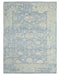 Muted Blue 9x12 Ft Oushak Turkish Hand Knotted Traditional Soft Wool Area Rug