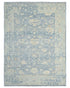 Muted Blue 9x12 Ft Oushak Turkish Hand Knotted Traditional Soft Wool Area Rug