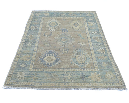 4x6 Ft Brown Oushak Turkish Hand Knotted Traditional Soft Wool Area Rug